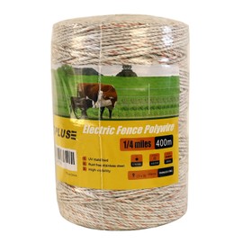 Electric Fence Wire, 1/4 Mile 400 Meters, 9 Strands Stainless Steel Conductors for Reliable Conductivity, Portable Electric Fence Polywire for Farm Ranch, 3mm Diameter, UV Rust Resistant