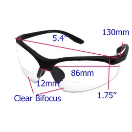 ColorViper Lightweight High Performance Protective Safety Glasses Bifocal Reader (1C Matte Black Bifocus, 1.0)