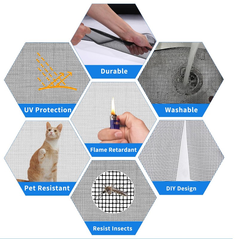 Window Screen Repair Kit 48"x118" - Includes Full Tools Set