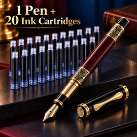 Metal Fountain Pen for Daily Writing – 0.5mm Standard Nib with Replaceable Ink for Office, School & Personal Use