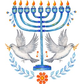 Hanukkah Menorah Wall Decals,Removable Vinyl Chanukah Wall Stickers,Peel and Stick Wall Art for Jewish Holiday Bedroom Living Room Home Kitchen Decor