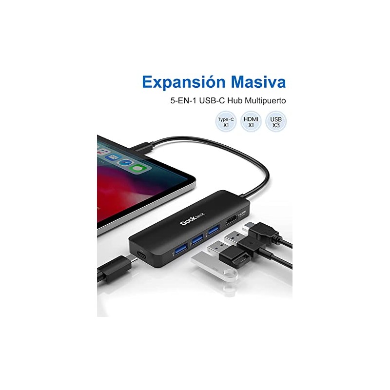 dockteck Hub USB C 4K 60Hz, Adaptador multipuerto USB C