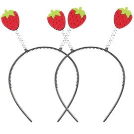 Gadpiparty Strawberry Headband, 2 Pack, Fruits Headpiece, Costume Headwear for Children, Party Hair Accessory, Makeup Headband, Prom Props, Photo Shoot Props
