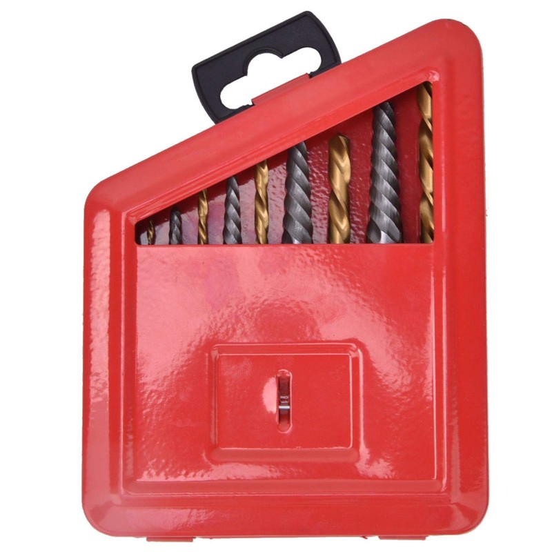 Miskall 10 Pcs Drill Bit Screw Extractor Set Broken Screw