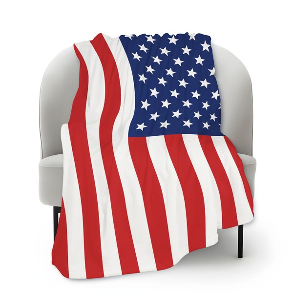 Fleece Throw Blanket Super Soft Warm Flannel American Flag All