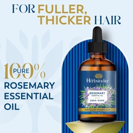 Herbsindia Rosemary Essential Oil for Hair - Huge 3.3 Fl Oz - 100% Pure - Premium Grade with Glass Dropper, Undiluted, Non-GMO