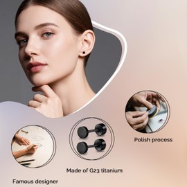 TitanHeart Hypoallergenic Titanium Screw Back Flat Back Dot Stud Earrings 3mm-5mm Simple Classic Helix Tragus Cartilage Earlobe Stud Earrings for Women Men(Black,5mm)