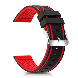Narako Silicone Watch Bands Divers Model Replacement Rubber Watch Strap 20mm 22mm 24mm 26mm Waterproof Line Bicolor Silver Buckle for Men and Women Sport (20mm, Red)