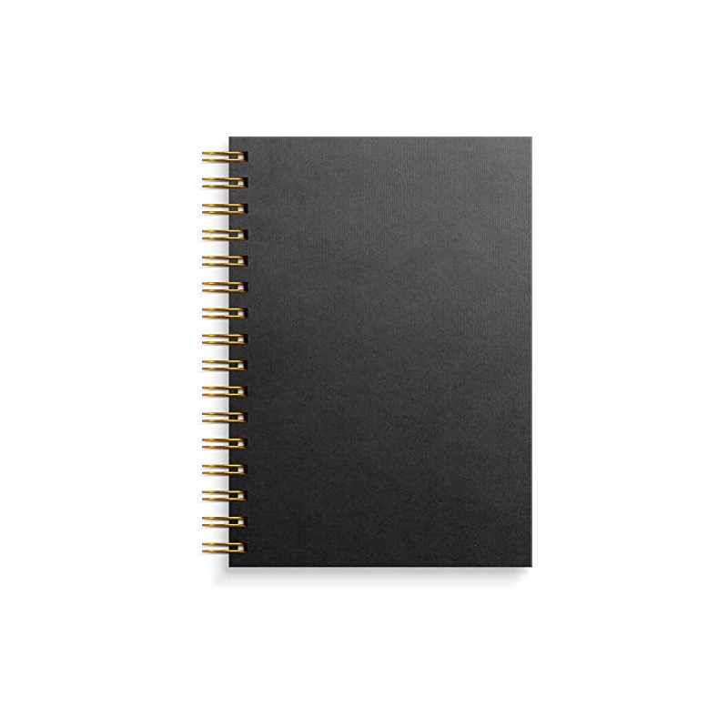 Burde Notizbuch A5 schwarz/gold: Spiral-Notizbuch