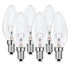 Caldarax E14 Kerze Lampe Dimmbar, C35 Klar Glas Birne, 2700K Warmwei?, 600 Lumen, Kerzeform, AC 230V, E14 Kerzenlampen, fr Kristall Licht, Kronleuchter, Wandlampe, Leuchter, Schreibtischlampe, 6 Stck