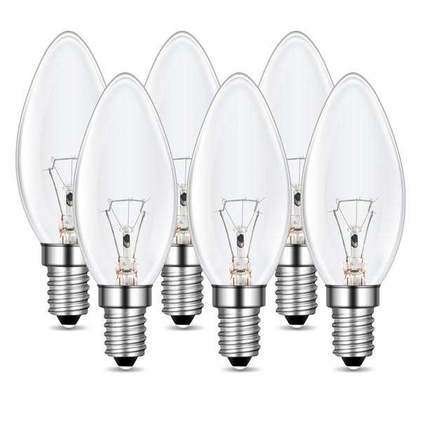 Caldarax E14 Kerze Lampe Dimmbar, C35 Klar Glas Birne, 2700K