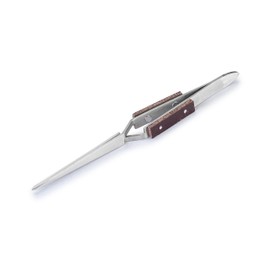 Huron Tweezers, Cross-Lock Slotted Round End, 6.5"