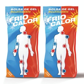 Practicosa Borsa di Gel Freddo e Caldo Riutilizzabile. Borsa di Primo Soccorso per Congelatore o Microonde. Compressa Fredda-Calda per Lesioni, Traumi e Distorsioni. 13x27 Cm. 2 Unità