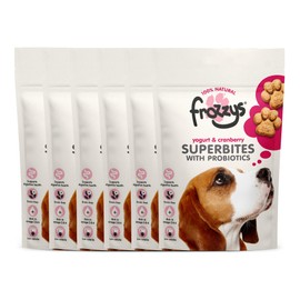 Frozzys Frozzys Superbites Grain Free Dog Treats with Probiotics, Rich in Omega 3/6 for Skin, Coat & Digestive Health - Natural Low Fat Healthy Puppy Training Treats - Yogurt & Cranberry, 6 x 100g Pouches