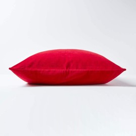 Homescapes Velvet Cushion Cover, Red, Soft Decorative Cushion Cover 40 x 40 cm, Decorative Cushion Cover for Decorative Cushions and Sofa Cushions with Concealed Zip