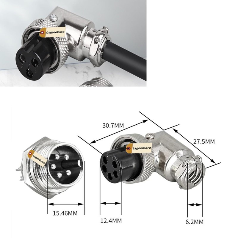 Lsgoodcare 5Pcs GX16 Elbow Aviation Plug Socket Female 90 Degree