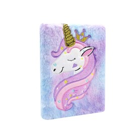 Fuzzy Plush Notebook Journal Cute Rainbow Unicorn Diary for Kids Girls Boys Writing Drawing (A5, 160 Lined Pages)