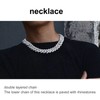 19.7in Necklace Rhombus Full Rhinestones Cool Double Layered Chain Necklace