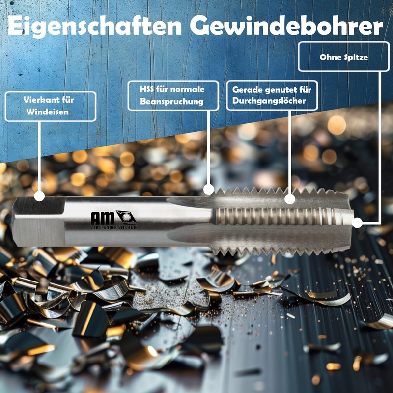 AM-Zerspanungstechnik Tap Cutter M2-M36 | Short Tap | Fine Thread