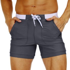 MAGNIVIT Swim Trunks for Men Beach Shorts Swim Trunks for Men Square Cut Swim Trunks Bathing Suit Grey 34
