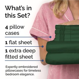 Extra Deep Queen Sheet Set - 6 Piece Breathable and Cooling Sheets - Hotel Luxury Bed Sheets Set - Easy Fit - Soft, Wrinkle Free and Comfy Sheets Set - Emerald Green Sheet Set with Extra Deep Pockets