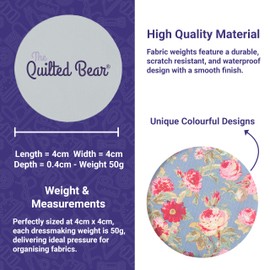 The Quilted Bear Scratch Resistant Custom Floral Fabric Weights for Dressmaking or Sewing Pattern Cutting (6x40mm)