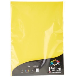 Clairefontaine - Ref 4217C - Pollen Coloured Paper (Pack of 50 Sheets) - A4 (210 x 297mm), 120gsm Paper, Inkjet & Laser Printer Compatible, Acid Free - Intensive Yellow