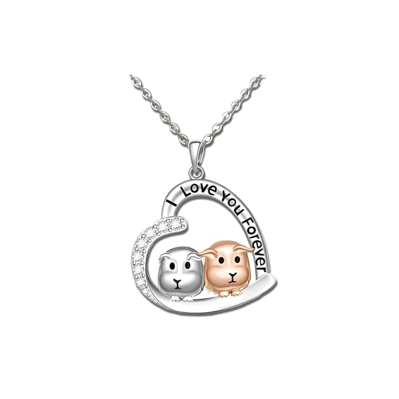 Love You Forever Guinea Pig Heart Necklace, Sterling Silver with