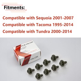 RLB-HILON 8PCS Skid Plate Splash Shield Cover Bolts Compatible with Toyota 4Runner Tacoma Tundra Sequoia FJ Cruiser and More, for 90080-11373 Suspension Crossmember and Under Cover