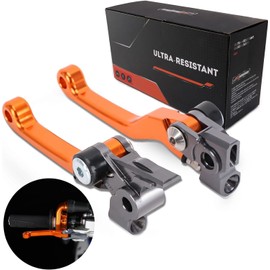 JFG RACING Dirt Bike Foldable Clutch Brake Levers,Clutch Lever Breakaway Levers for 125 150 250 300 350 450 500 SX XC EXC SXF EXCF XCW XCF TPI XCFW SMR Orange