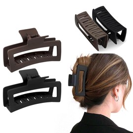 PK2 Hair CLAW CLIPS 1 BLACK & 1 COFFEE Claw 10.5cm -Elastic HAIR TIES, Ponytail HAIR BOBBLES, Hair BANDS, Large CLAW CLIPS (1 BLACK & 1 BROWN Claw)