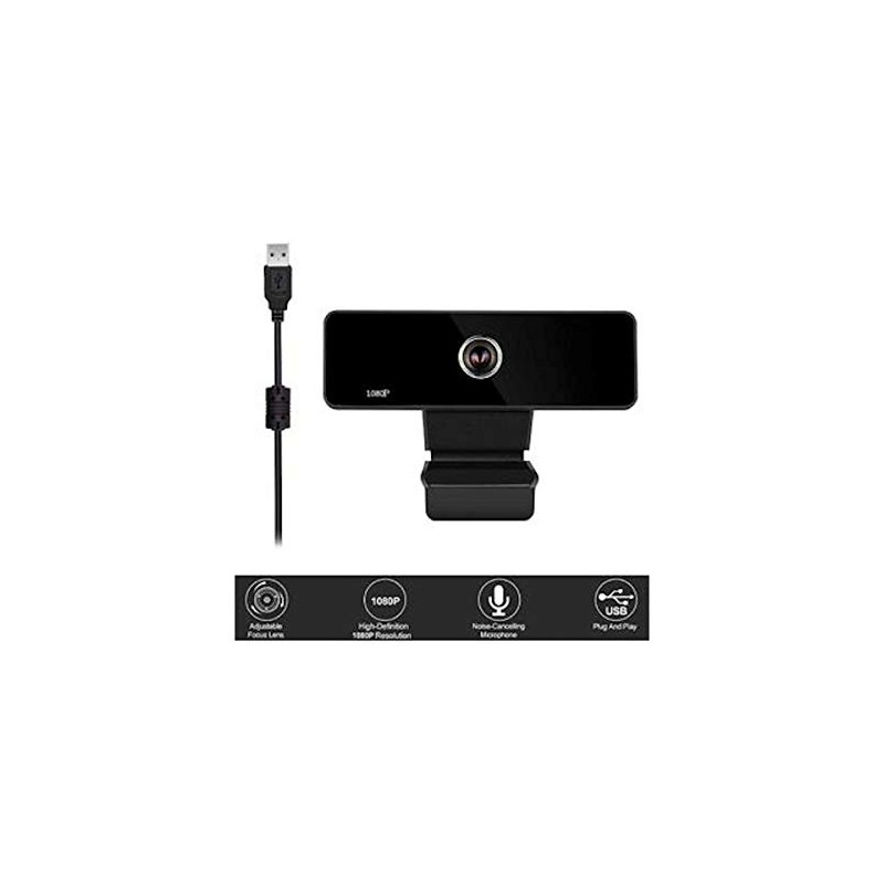 NeonTEK 1080P USB Webcam with Built in Microphone - Plug