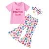 Tinypainter Girl Valentines Day Outfit Letter T-Shirt+Love Heart Bell Buttoms