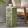 FocusOnHome Outdoor 14" Iron Floral Side Table Patio Side Table,