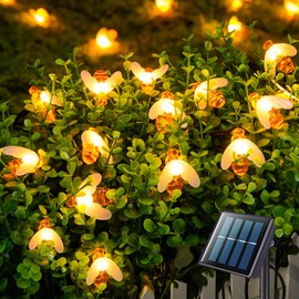 JMEXSUSS Solar Bee Lights Outdoor Waterproof, 30.6FT 50 LED Solar Fairy Lights, 8 Modes Twinkle Light for Outside Garden Patio Yard Decorations
