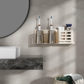 Toothbrush Holders for Bathrooms, Kids Electric Toothbrush and Toothpaste Holder, Razor Holder for Shower, Toothbrush Holders Wall Mounted, White