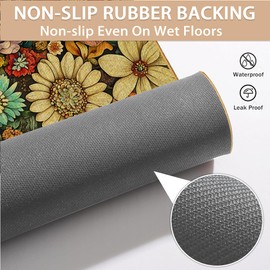 Flower Door Mat,Cute Mandala Floral Low Profile Front Doormat for Entryway Outdoor Indoor Porch Patio Welcome Mats 29x17