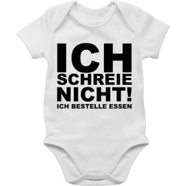 Shirtracer - Baby Bodysuit Boy Girl - Sayings - Ich schreie nicht ich bestelle Essen - Black, 2 White