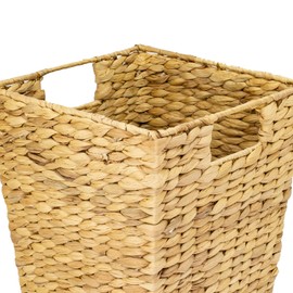 HMF Waste Paper Bin, Office Waste Bin, Braided from Water Hyacinth, Square, 25 x 25 x 30 cm