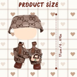 4 Pcs Brown Doll Clothes for 17cm Doll, Brown Doll Outfit Accessories Sets with Bib Pants Pendant Hats Shoes Girl for Best Gifts No Doll