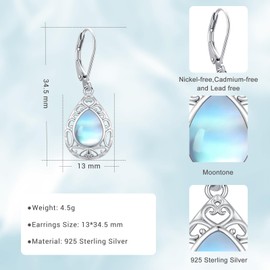 Eusense Hummingbird Earrings/Butterfly Earrings/Moonstone/Turtle Earrings/Snowflake Earrings/Compass Earrings, 925 Sterling Silver Earrings, Jewellery for Women and Girls, Sterling Silver, No Gemstone