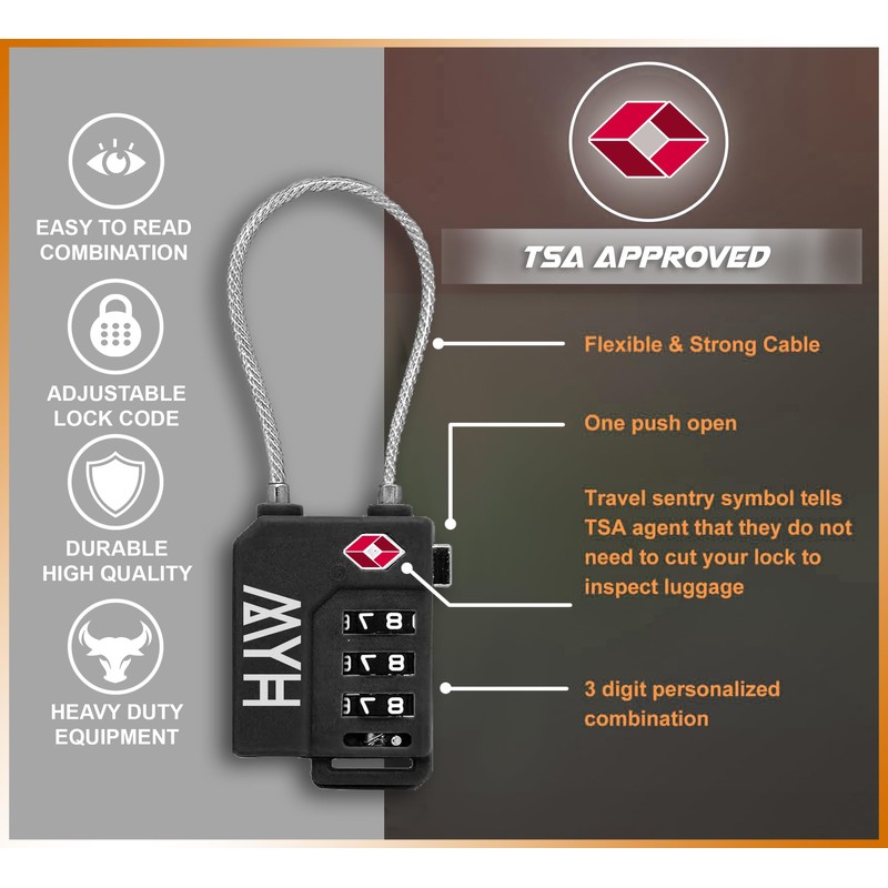 MYH Luggage Padlocks (3X Mix, Combination Lock)