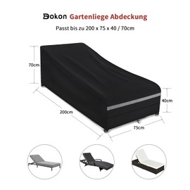 Dokon Gartenliege Abdeckung Wasserdicht, Sonnenliege Abdeckung Winterfest 420D Oxford Gewebe Winddicht Anti-UV Schutzhülle für Liegestuhl Deckchair mit Belüftungsöffnungen - 200x75x40/70cm