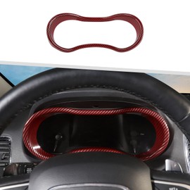 Jimen Fit for Dodge Durango 2014-2020, Car Dashboard Cover Interior Trim Accessories (Red Carbon Fiber)