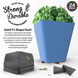 The Garden Gecko Unsichtbare Topffüße für Blumentöpfe und Blumen im Freien, Vollgummi-Topferhöhungen mit einem maßgeschneiderten rutschfesten Dreiecks-Griff | 24 Stück solide Dreiecke
