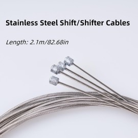 10Pcs 2100MM Universal Bicycle Shifter Cable, Stainless Steel Shift line,Bike Shift Wire Kit for Mountain and Road Bike, With Cable Tips and O-rings