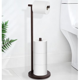 Free Standing Toilet Paper Holder Stand, Oil Rubbed Bronze Toilet Paper Holder with Storage for Jumbo Mega, Housen Solutions