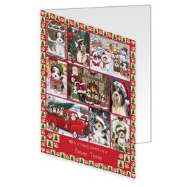 Doggie of the Day Love Is Being Owned Christmas Biewer Terrier Dog Note Cards - Adorable Pets Invitation Cards with Envelopes - Pet Artwork Christmas Note Cards GCD65051 (1 Note Card)