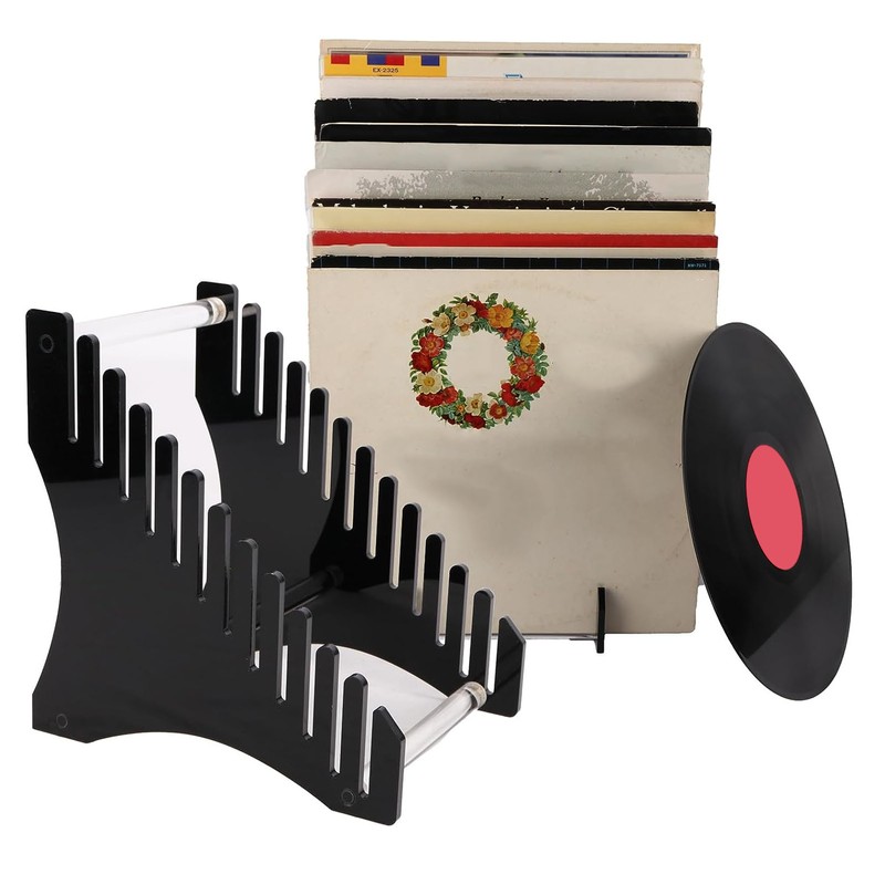 Record Storage Holder 12 Slots Acrylic Vinyl Record Organizer Easy