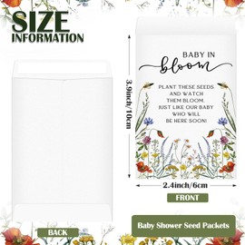 Fumete 75 Pcs Baby in Bloom Seed Packet Favors Wildflower Baby Shower Self Adhesive Envelopes for Guests Flower Packet Kraft Mini Organizer Decorations for Party Gift Favors, No Seeds